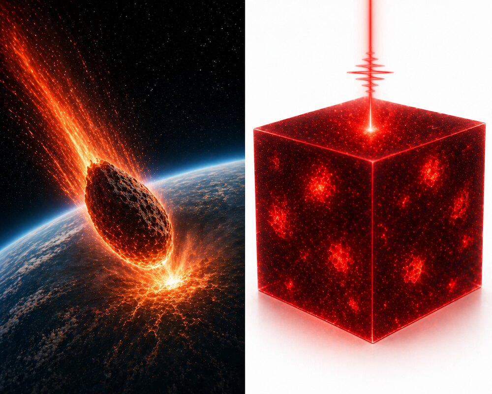 From cosmic impact to a laser pulse focused inside a glass