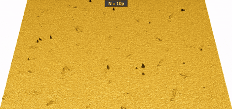 Measured topography of the same area of a nickel surface, pulse after pulse, from N = 10 to N = 40.